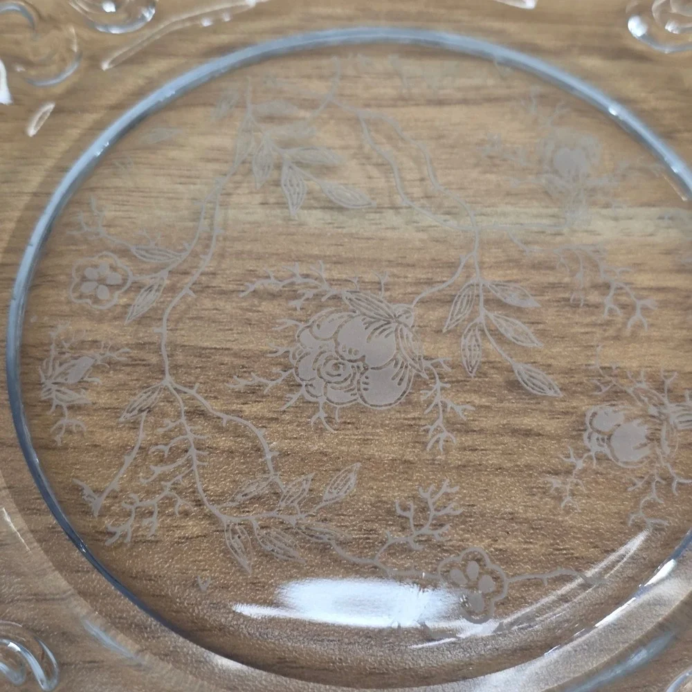 Vintage Fostoria Glass Clear Chintz Etched Baroque Handled‎ Cake Plate - 12.5